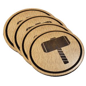  كوستر قاعدة اكواب خشب قطر 9 سم محفورة بالليزر اشكال -4 قطعه- كود 4- 7276-من رنا ستور 