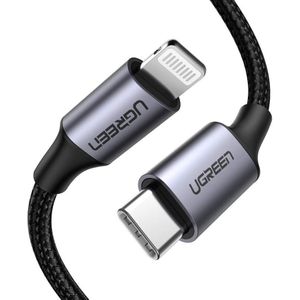 Ugreen USB-C to Lightning PD Fast Charging Cable High Speed Data Sync Cord for iPhone iPad 1m Gray
