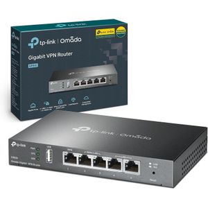 TP-Link راوتر كابلاتو بمنافذ 10 و100 جيجابت إيثرنت من تي بي-لينك، لون أسود، موديل TL-R605