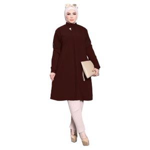 تونك الخامة كريب رويال مكون من 2 قطعة موديل 7091 , بني