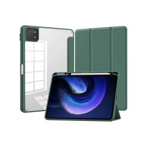 جراب حماية للتابلت متوافق مع جهاز Xiaomi Mi Pad 6/6 Pro 2023 مقاس 11 بوصة، غطاء حماية نحيف مع حامل قلم، غطاء ذكي شفاف أخضر اللون مع خاصية التشغيل/الإيقاف التلقائي