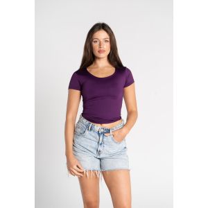 OUTDATED Wide Neck Short Sleeve - Dark Purple