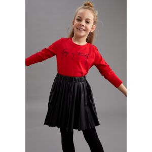 Defacto Girl C Neck Regular Fit Long Sleeve T-Shirt - Red