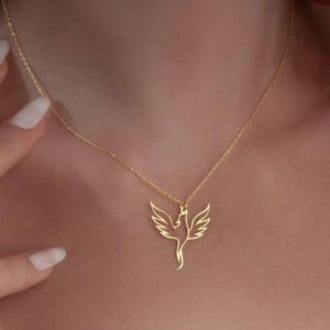 Gold Phoenix Pendant Necklace for Women - Mythical Bird Charm - Elegant Minimalist Jewelry & Gift for Her