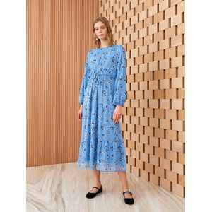 LC Waikiki Women's Crew Neck Patterned Long Sleeve Dress