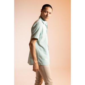 Defacto Man Polo Neck Regular Fit Short Sleeve Shirt - Ocean