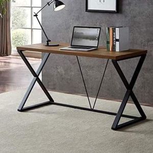 Metal desk - 120cm - black * brown