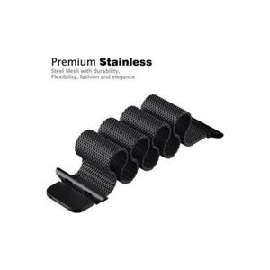 سوار ساعة أبل سيريز 45 مغناطيسي من الفولاذ المقاوم للصدأ، مقاس 38-40 مم، أسود