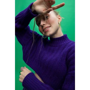 Defacto Woman Mock Neck Oversize Fit Pullover - Purple