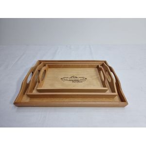 Wooden Serving Tray Set - 3 Pcs