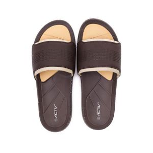 Activ Brown and Beige Perforated Upper Slip On Slides