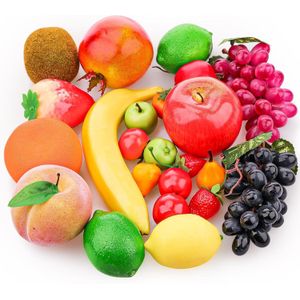 23pcs Fake Fruit Pack, Plastic Fruits Artificial Fruit Set for Decoration Party, Realistic Faux Fruits Table Centrepieces Decor Home Kitchen, Lifelike Fake Apples Decor Desk Ornament Props