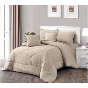 Winter Fiber Comforter Queen Size 180 x 230 cm with 2 Pillow Cases 50 x 70 cm – Soft and Warm for Daily Use (Light Beige)