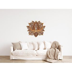 لوحة فنية جدارية ثلاثية الأبعاد من خشب بوهو لوتس ماندالا