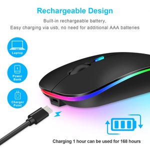 ZERO ماوس بلوتوث - لاسلكي w10 ، ماوس LED مزدوج الوضع قابل لإعادة الشحن (بلوتوث 5.2 وجهاز استقبال USB) ماوس صامت محمول، لأجهزة الكمبيوتر المحمول/سطح المكتب/الكمبيوتر