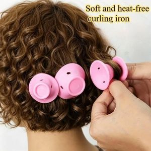 Hair Rollers, Pack of 5 Flexible Hair Curlers Silicone, Magic Curlers, Curlers Silicone Hair Curlers Overnight Hair Styling Tools for Short Long Hair (Pink)