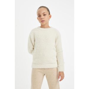 Defacto Girl Crew Neck Regular Fit Pullover - Ecru