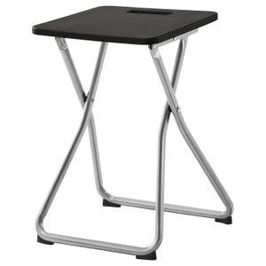 Folding stool GUNDE black foldable stool, metal frame, square seat, easy to store.