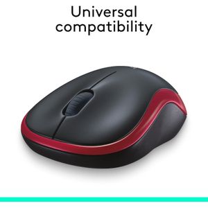 Logitech  M185 ماوس لاسلكي احمرأصلي 2.4 جيجاهرتز USB Nano Receiver بطارية 12 شهر تتبع بصري 1000 DPI متوافق مع ويندوز وماك ولينكس 910-002235