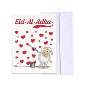 Eid-Al-Adha Greeting Card with Envelope, Cute Lamb Design, Festive Theme z