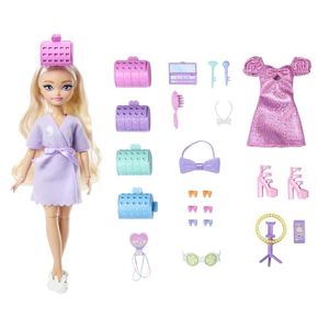 Mattel دمية باربي ماليبو علي الموضة مع اكسسوارات المفاجئات و15 مظهر مختلف - JGG38