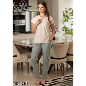 بيجامة حريمي صيفي وان سايز تلبيس من 55 إلى 75 كجم