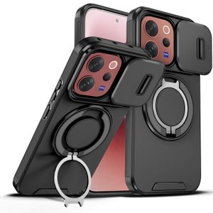 GOLDEN MASK  Compatible With Vivo V70 Sliding Camshield Ring Holder Phone Case (Black)