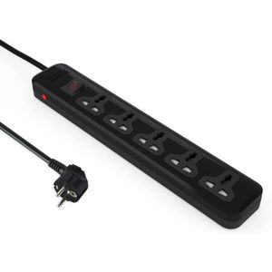 iLOCK power strip 5 universal outlets with overload switch (black)