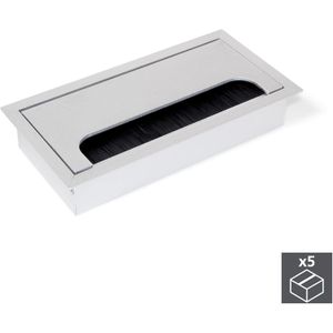 5070462 Set of 5 Square Built-in Metal Grommets for Table/Desk/worktop 160x80mm in matt Anodized Aluminium, 160x80 mm