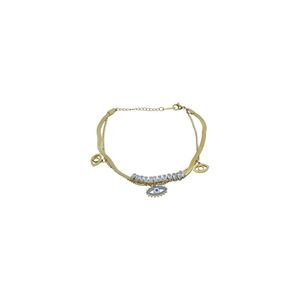 3Diamonds Stainless Steel Chain Evil Eye Bracelet For Women - Gold