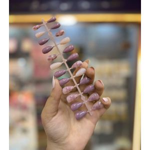 120 قطعة من اظافر اللوز الصناعية متوسطة الحجم مصنوعة من الاكريليك بلون بيج نود - N1