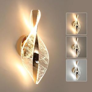 مصباح حائط LED عصري بتصميم حلزوني فاخر – إضاءة جدارية ذهبية من الأكريليك الكريستالي بتأثير الفقاعات – مناسبة لغرفة المعيشة وغرفة النوم والممر والسلالم