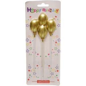 شموع عيد الميلاد للكعكة، شموع عيد الميلاد للبنات وشموع عيد الميلاد للأولاد، شمعة بالون فريدة من نوعها لتزيين الكعكة باللون دهبي (مجموعة من 4 قطع)