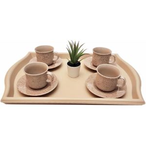 صينية تقديم كبيرة مصنوعة من البلاستيك - مقاس 52 سم * 35 لون بيج مستطيلي