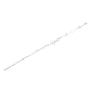 3Diamonds Cute Heartbeat Bracelet Stainless Steel Cuff Bracelet Adjustable Size for Women TON-A-Parent-13