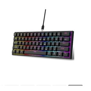 Gigamax لوحة مفاتيح الألعاب الميكانيكية GM-800 RGB بنسبة 60% - 61 مفتاح - مفاتيح زرقاء - عربي/إنجليزي - USB Type-C