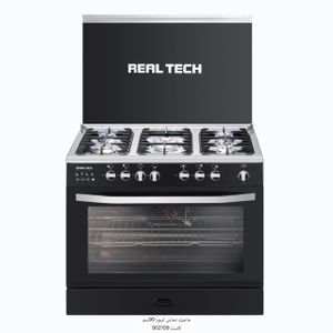 Real Tech بوتاجازريال تك ماجيك نحاس أسود 90 سم -5 شعله - مزود بفرن وشوايه 