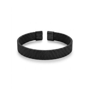 Men's Black Stainless Steel Mesh Cuff Bracelet