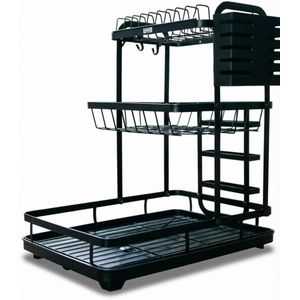 Plate Stand - Versatile Three-Story Kitchen Organizer with Integrated Drainage Spout and Cutlery Filter for Maximum Hygiene and Space Efficiency Made from High Quality Imported Materials