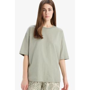 Defacto Oversıze Crew Neck Basic Solid Penye Short Sleeved Tişört