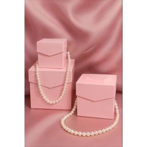 3 gift boxes pink with Pearl handle