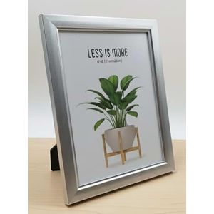 Silver Photo Frame (20x15cm) with Back Stand, Modern Design for Table or Wall