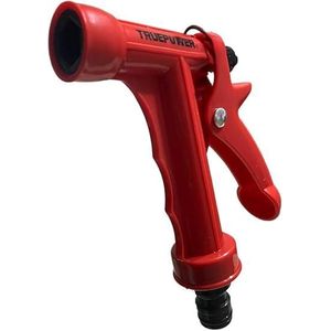 مسدس رش مياه شديد التحمل بلون احمر مع وصلة خيط لخرطوم الحديقة مع تحكم في الزناد الخلفي، بخاخ ري قابل للتعديل مناسب، اداة ضغط متينة بقطر 15 ملم