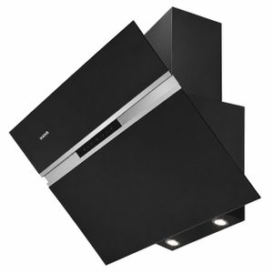 Hans 90 cm Kitchen Hood - Touch Control - Powerful 1000 m/h Airflow - 3 Speed Settings - Dual Carbon Filters - 2x25W Spot Lights for Efficient Kitchen Ventilation - NV-90-1000 Silver Black Touch