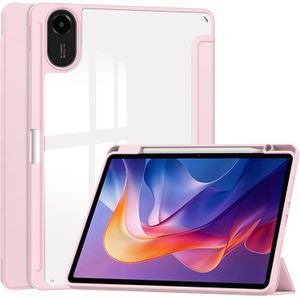  Case for Xiaomi Redmi Pad 2 11 inch 2025Hybrid Slim Case Cover Built-in Pencil Holder Shockproof Cover with Clear Transparent Back Shell for Xiaomi Redmi Pad 2 Pink