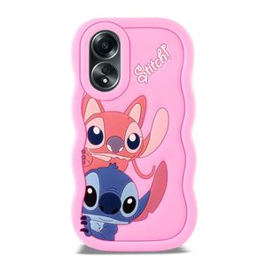 جراب هاتف سيليكون ناعم ثلاثي الأبعاد بتصميم كرتوني لشخصيتي ليلو وستيتش، متوافق مع هاتف أوبو A78 (وردي)