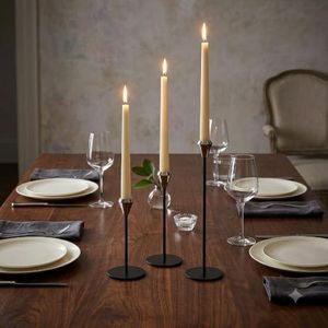 Plan A Black Candelabra Set of 3 Silver Elegant Decorative Candlestick Holder Tall Candlestick Holder for Living Room, Dining Room, Bedroom, Table Decor, Console, Fireplace, Warm and Elegant Atmosphere