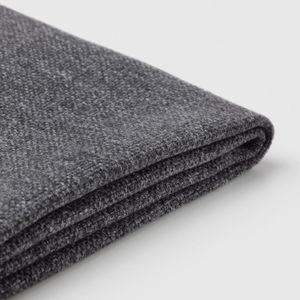 Cover for bar stool with backrest Folded grey fabric close-up, textured, thick, quality material.