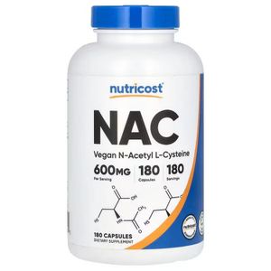 Nutricost NAC N-Acetyl L-Cysteine Vegetable 600 mg 180 Capsules