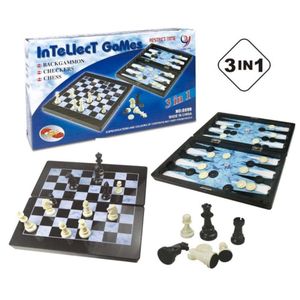 InTellect Games 3-in-1 Magnetic Board Game Set (Chess, Checkers, and Backgammon)